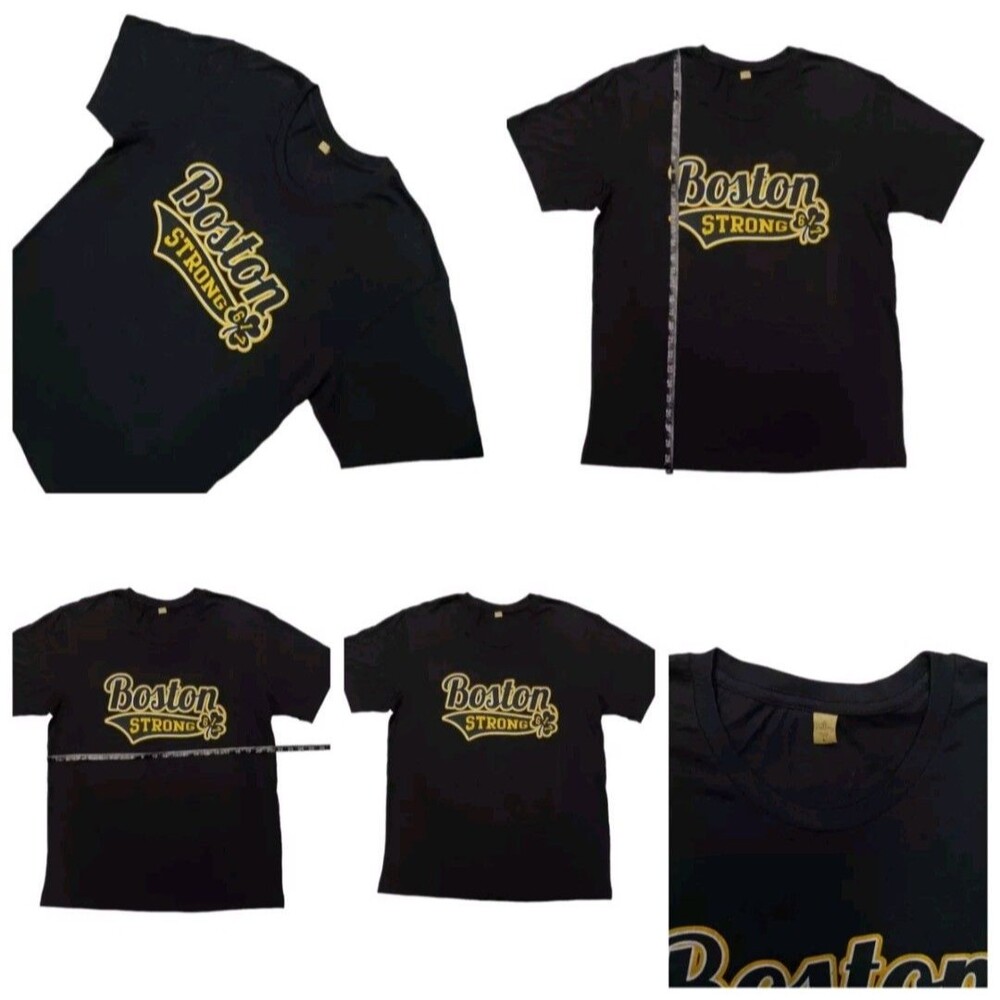 Boston Strong 617 Men's Large Black Cotton Size Clover Irish Massachusetts